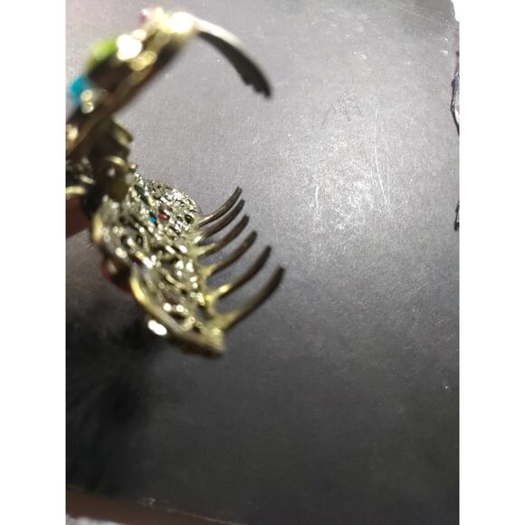 Hair Pony Tail Holder Beaded Rhinestone Gold Tone Blue Green Would Beach - Picture 5 of 6